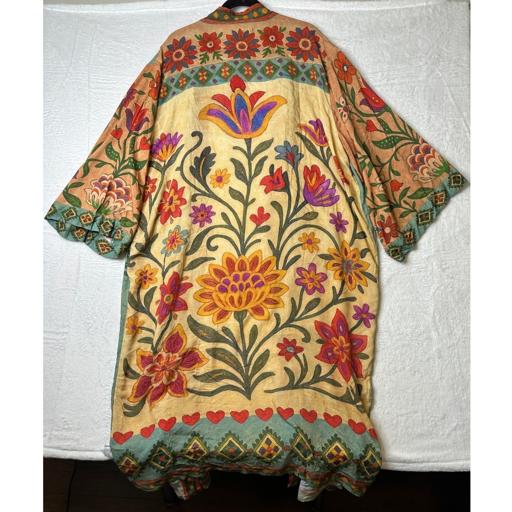 Natural Life Kimono Women L/XL Multicolor Floral Open Front Duster NWT - Picture 2 of 6